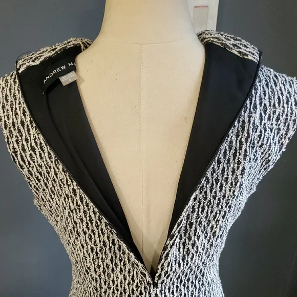 Andrew Marc Black and White Sleeveless Midi Dress - Picture 7 of 17